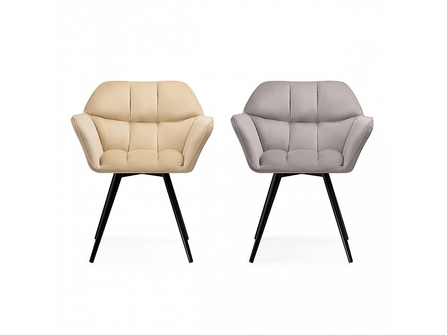 Стул на металлокаркасе Ямес бежевый / черный глянец