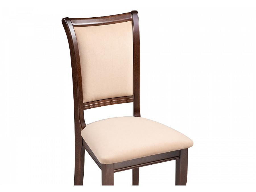 Стул деревянный Корнелл бежевый велюр / орех темный