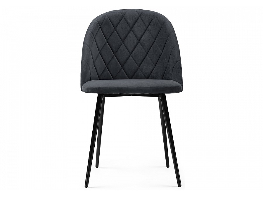 Стул на металлокаркасе Зест микровелюр серый / черный глянец