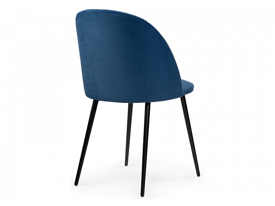 Стул на металлокаркасе Зест микровелюр темно-синий / черный глянец