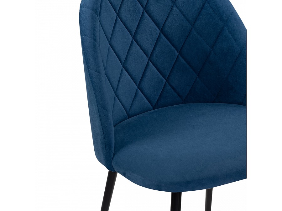 Стул на металлокаркасе Зест микровелюр темно-синий / черный глянец