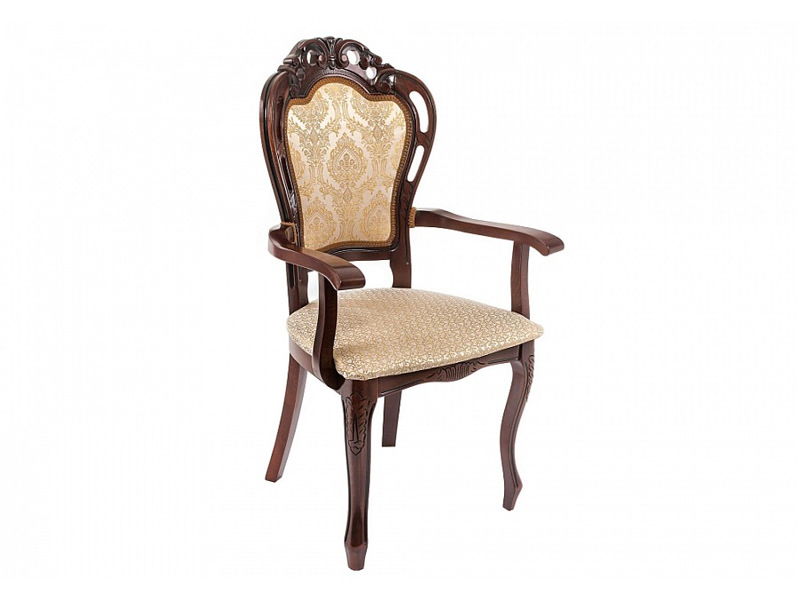 Стул деревянный Bronte вишня с патиной /  бежевый