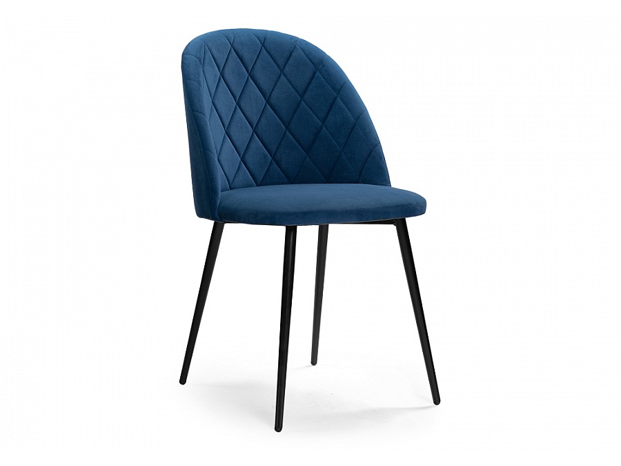 Стул на металлокаркасе Зест микровелюр темно-синий / черный глянец