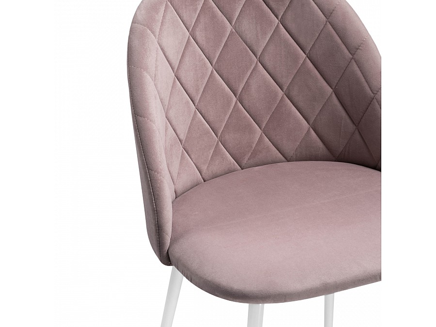Стул на металлокаркасе Зест микровелюр розовый / белый глянец
