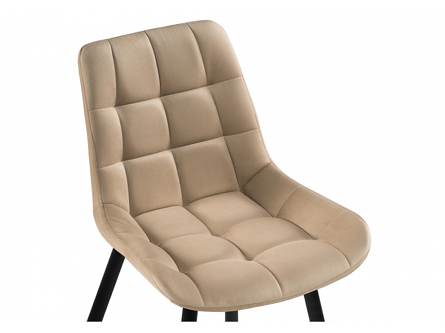Стул на металлокаркасе Челси велюр бежевый / черный