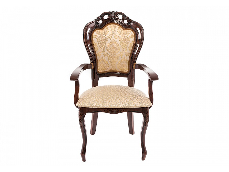 Стул деревянный Bronte вишня с патиной /  бежевый