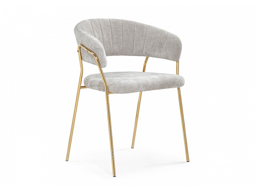 Стул на металлокаркасе Kamelia 1 light gray fabric / gold