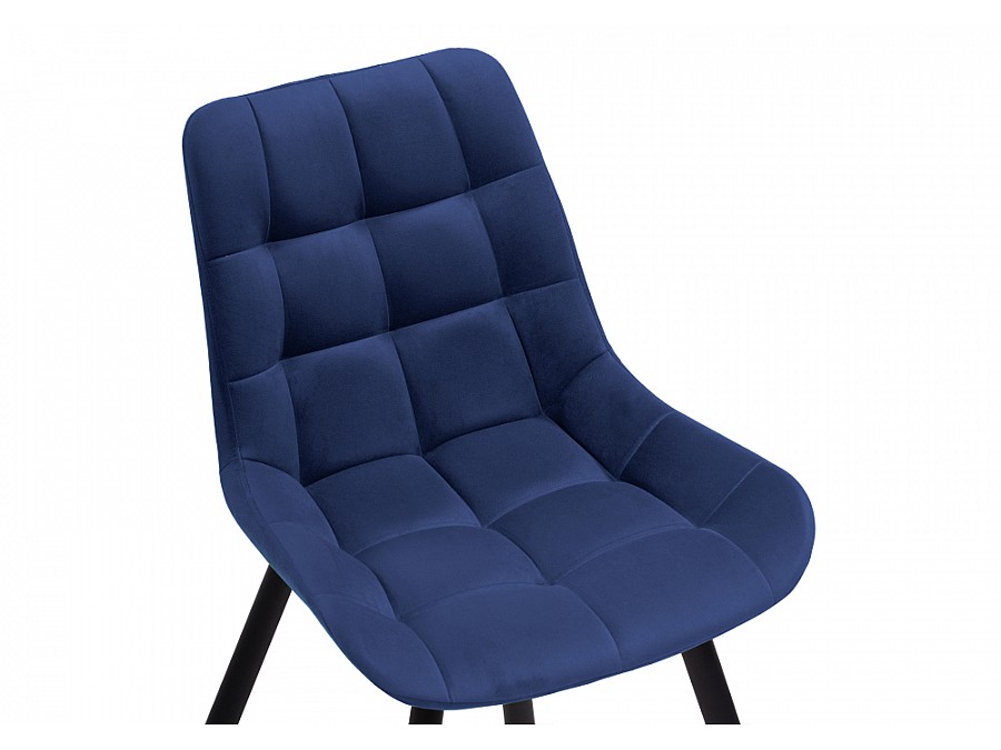 Стул на металлокаркасе Челси велюр синий / черный