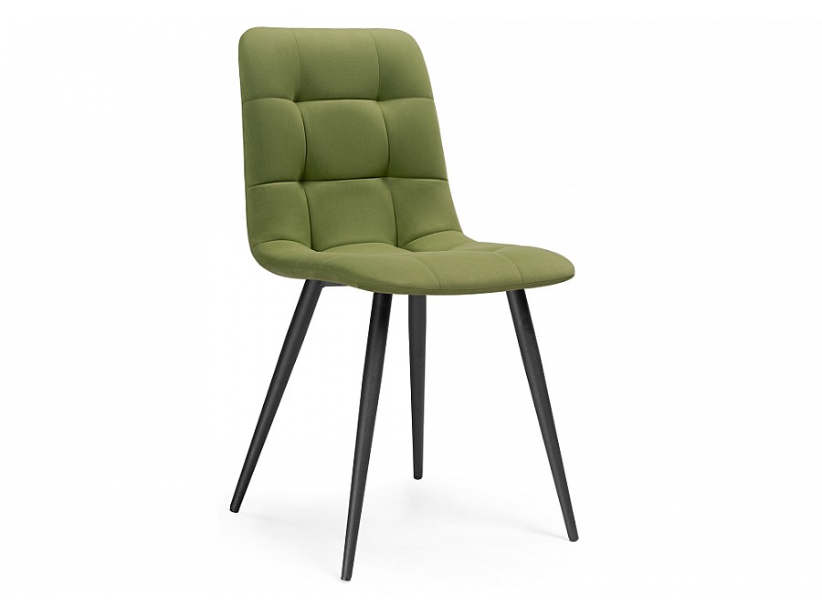 Стул на металлокаркасе Чилли велюр черный / зеленый