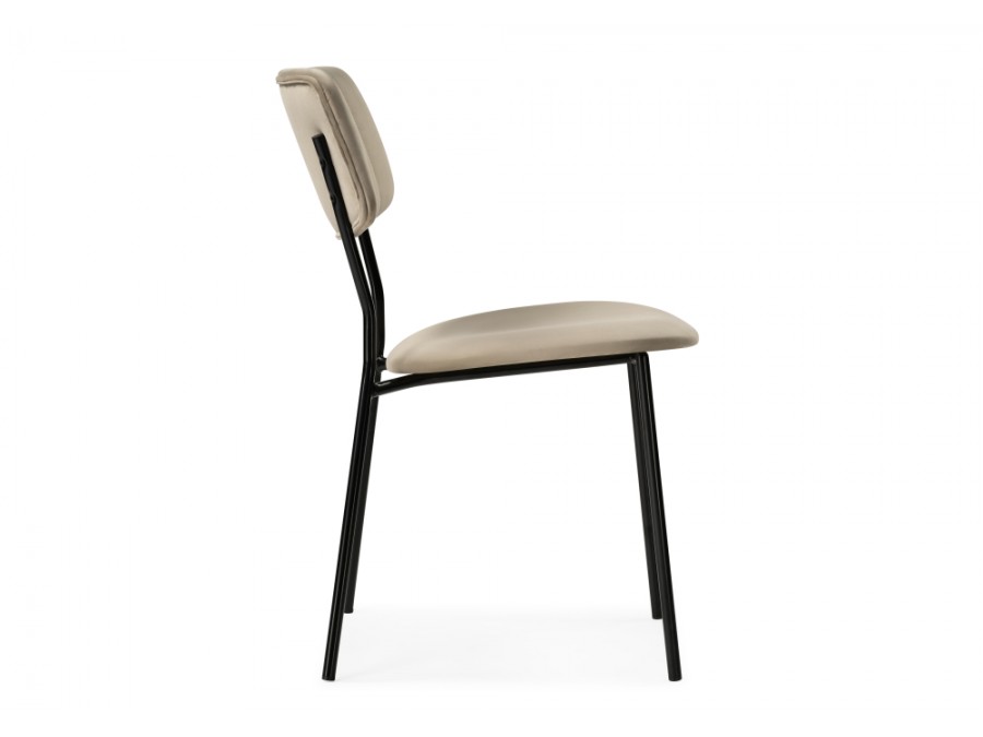 Стул на металлокаркасе Фиер серо-бежевый / черный глянец