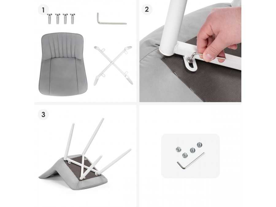 Стул на металлокаркасе Седа светло-серый / белый