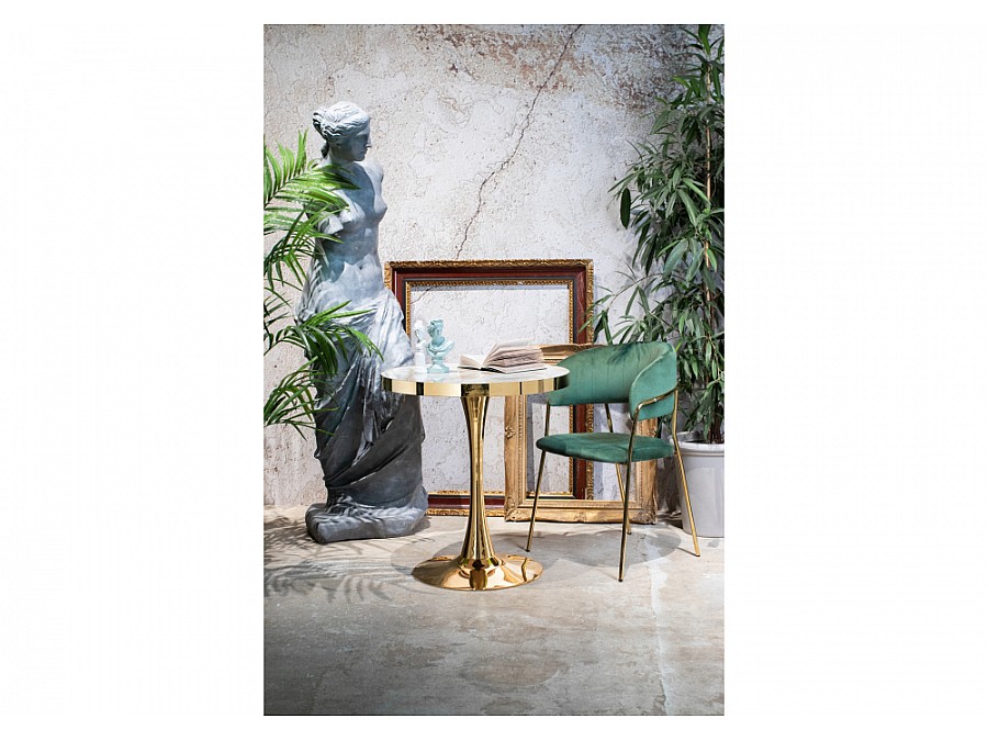Стул на металлокаркасе Kamelia dark green / gold