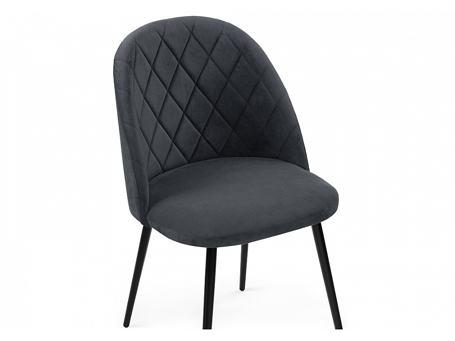 Стул на металлокаркасе Зест микровелюр серый / черный глянец
