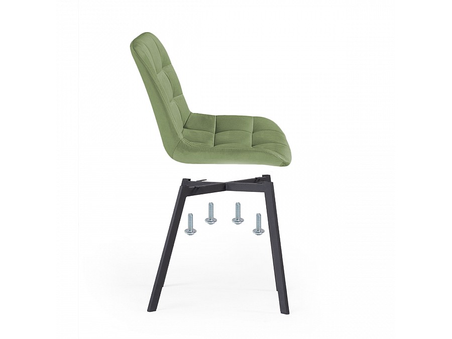 Стул на металлокаркасе Челси черный / зеленый велюр