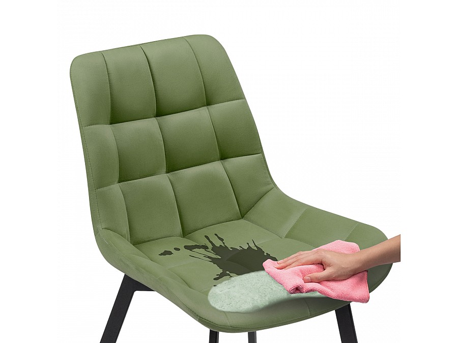 Стул на металлокаркасе Челси черный / зеленый велюр