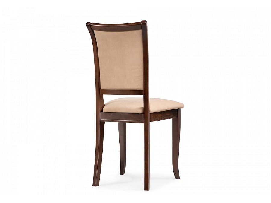 Стул деревянный Корнелл бежевый велюр / орех темный