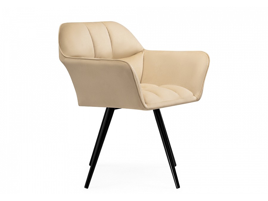 Стул на металлокаркасе Ямес бежевый / черный глянец