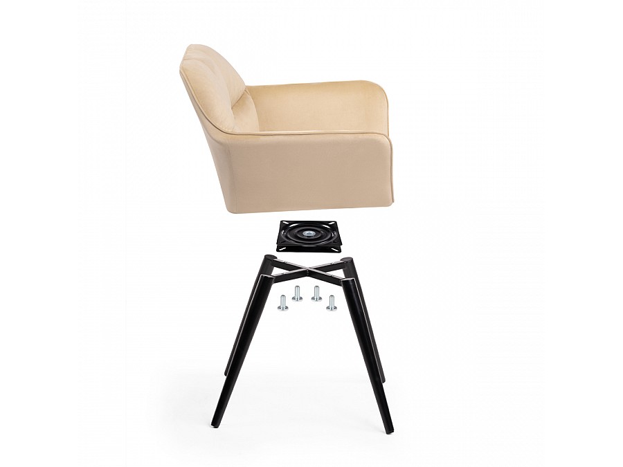 Стул на металлокаркасе Ямес бежевый / черный глянец