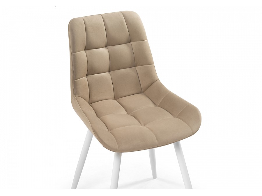 Стул на металлокаркасе Челси крутящийся бежевый / белый