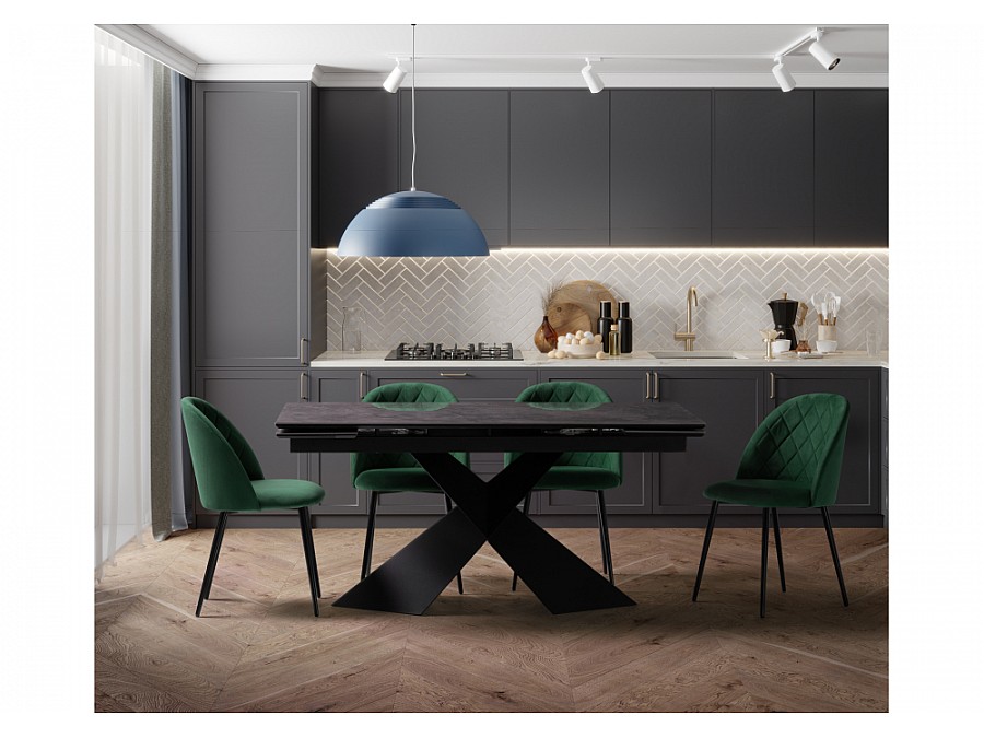 Стул на металлокаркасе Зест темно-зеленый / черный глянец