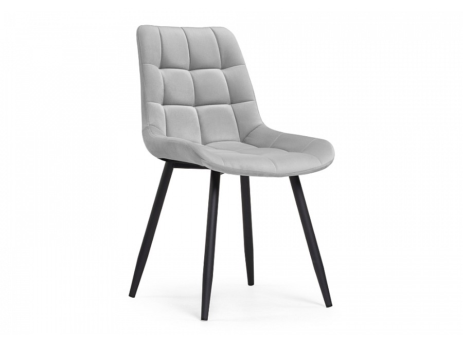 Стул на металлокаркасе Челси велюр светло-серый / черный