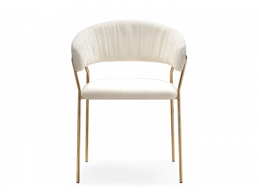 Стул на металлокаркасе Kamelia 1 white fabric / gold
