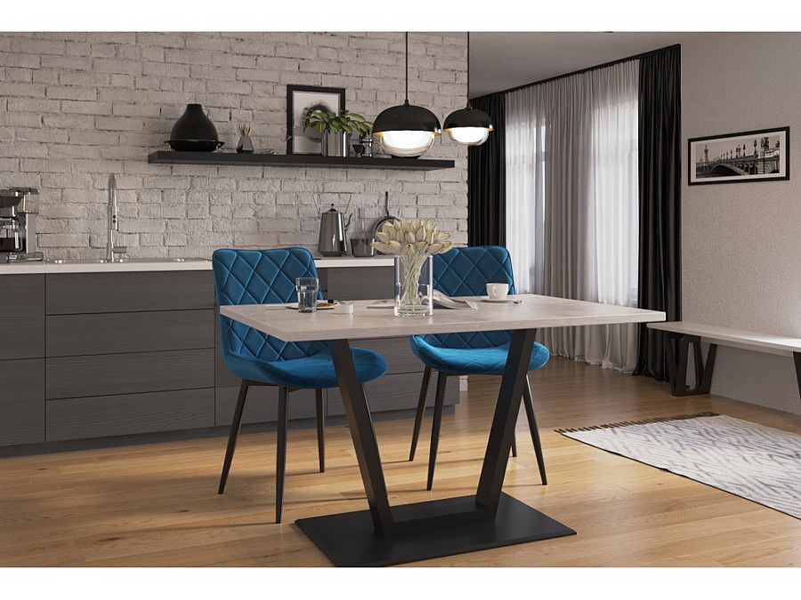 Стул на металлокаркасе Баодин велюр синий / черный