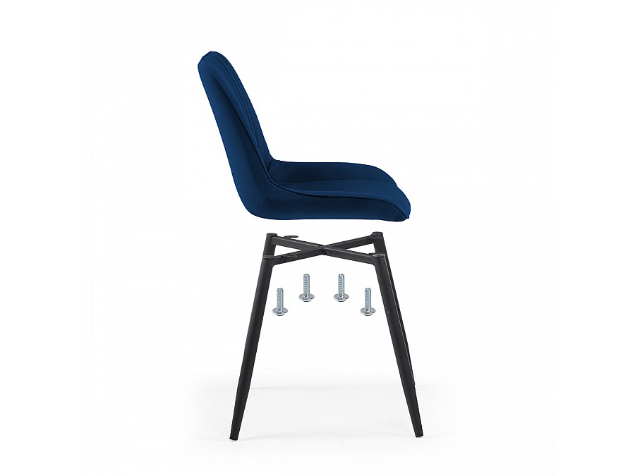 Стул на металлокаркасе Седа велюр синий / черный