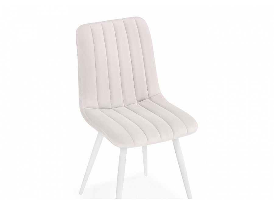 Стул на металлокаркасе Дани молочный велюр velutto 67 / белый