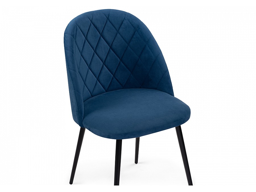 Стул на металлокаркасе Зест микровелюр темно-синий / черный глянец