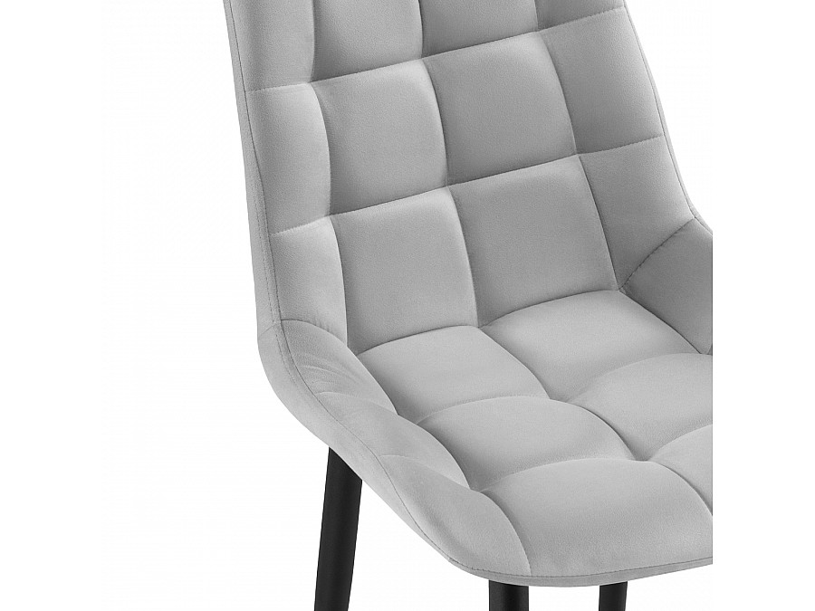Стул на металлокаркасе Челси велюр светло-серый / черный