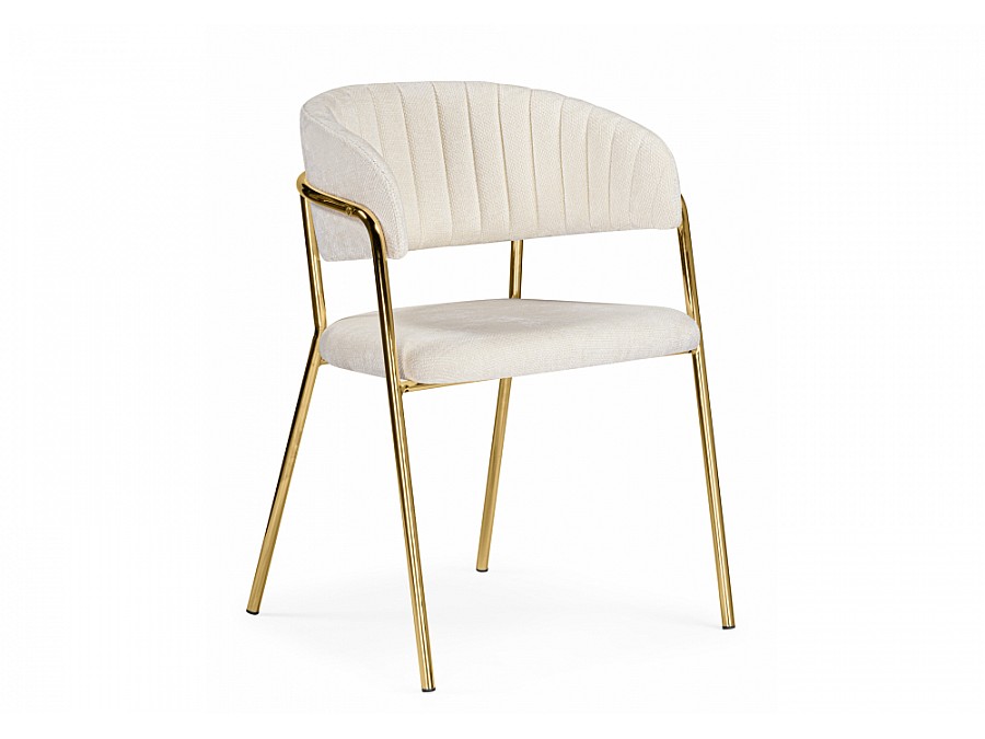 Kamelia белый / ткань золотые ножки