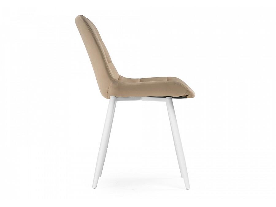 Стул на металлокаркасе Челси велюр бежевый / белый