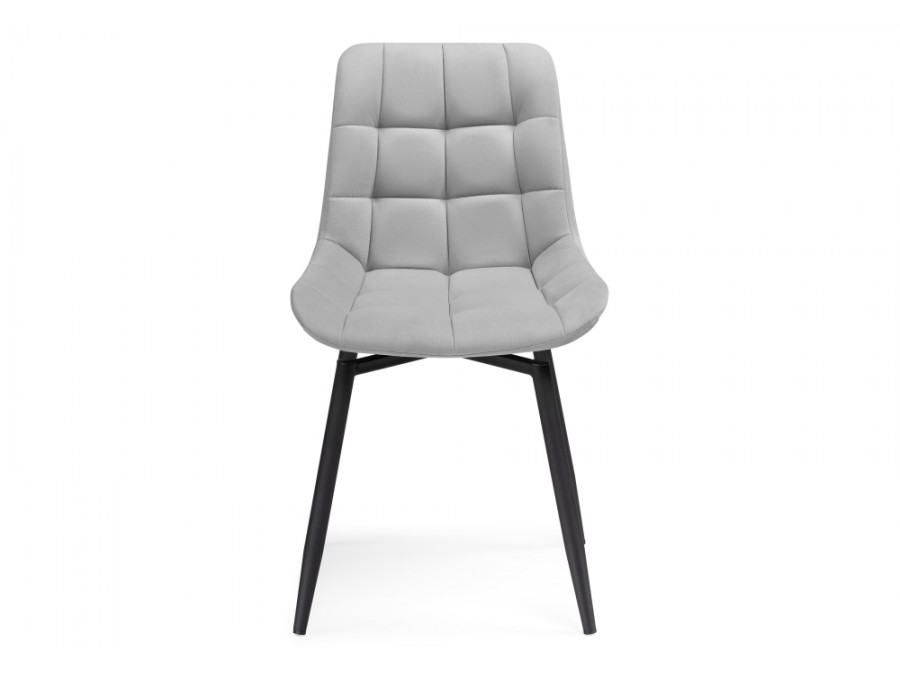 Стул на металлокаркасе Челси крутящийся велюр светло-серый / черный