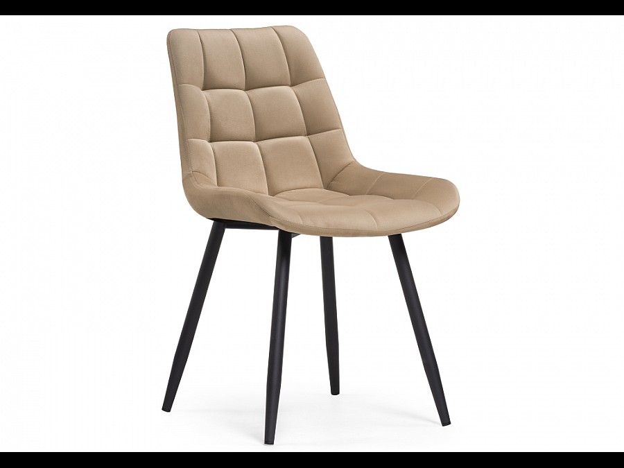 Стул на металлокаркасе Челси велюр бежевый / черный
