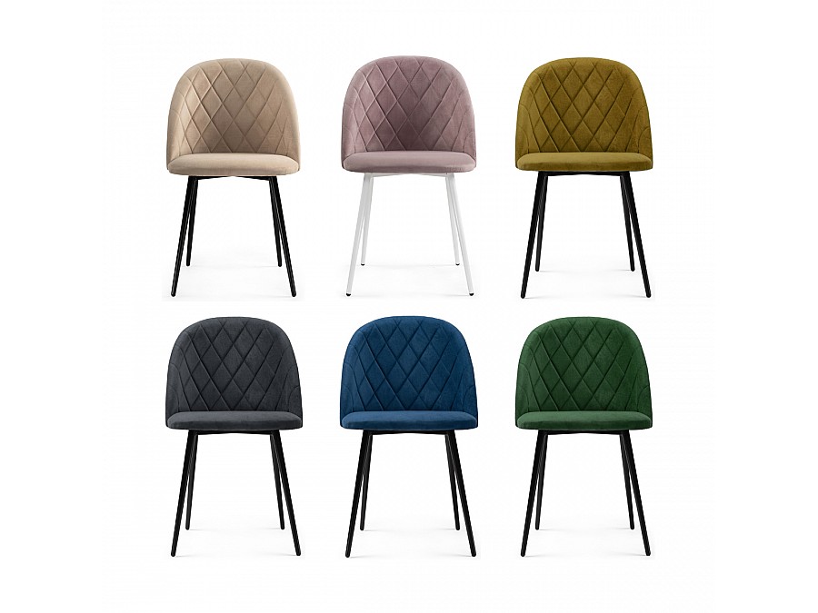 Стул на металлокаркасе Зест микровелюр темно-синий / черный глянец