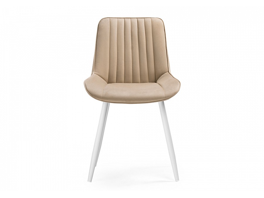 Стул на металлокаркасе Седа велюр бежевый / белый