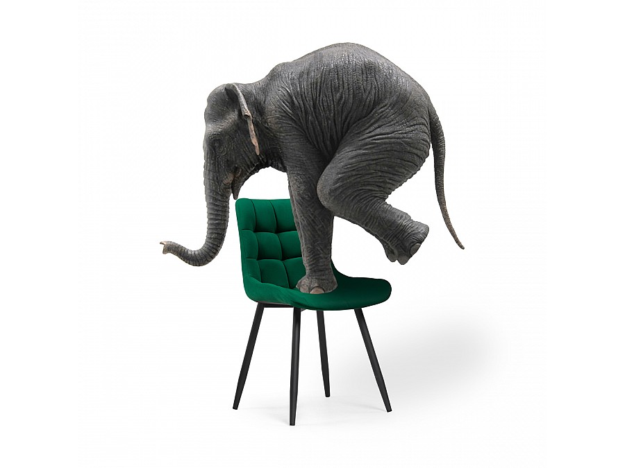 Стул на металлокаркасе Челси велюр зеленый / черный