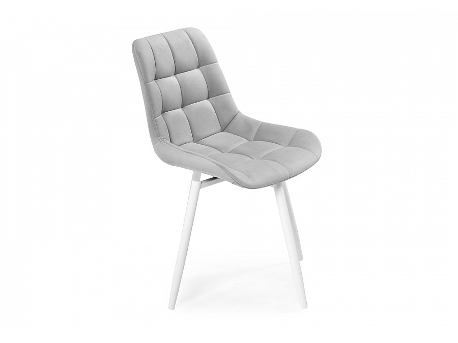 Стул на металлокаркасе Челси крутящийся велюр светло-серый / белый