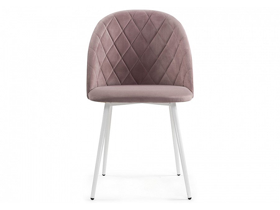 Стул на металлокаркасе Зест микровелюр розовый / белый глянец