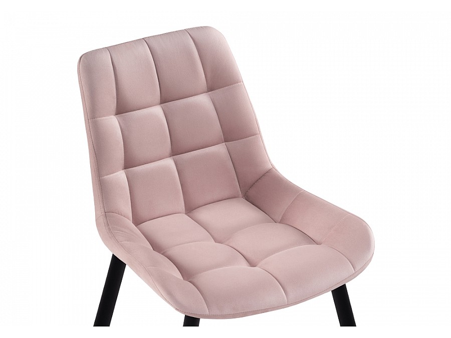Стул на металлокаркасе Челси велюр розовый / черный