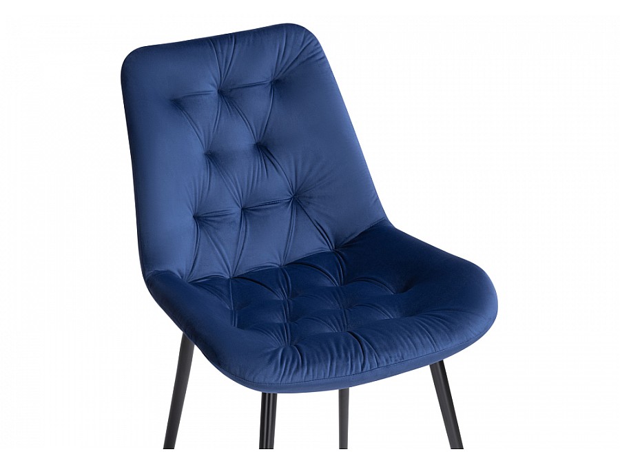 Стул на металлокаркасе Гояр темно-синий / черный глянец