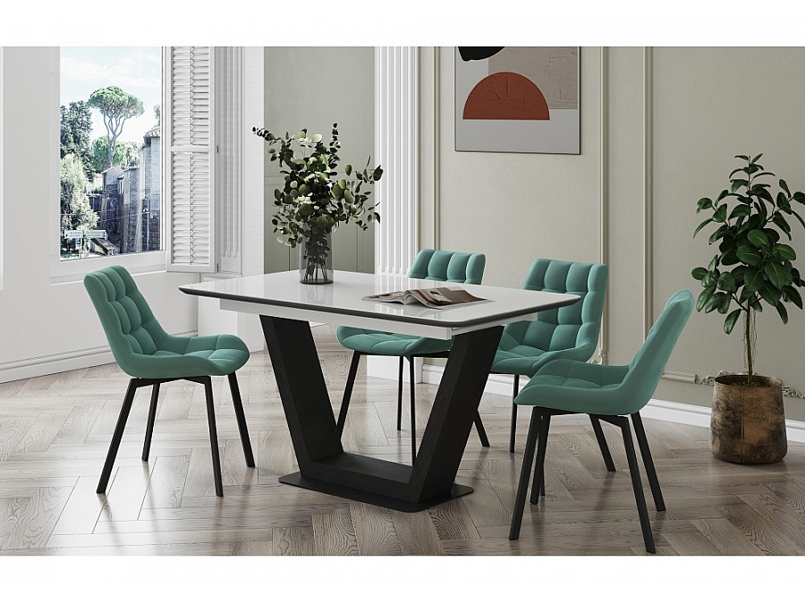 Стул на металлокаркасе Челси бирюзовый / черный