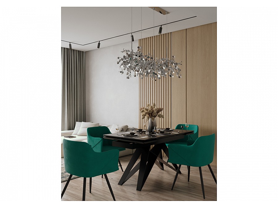 Стул на металлокаркасе Эджелл зеленый / черный