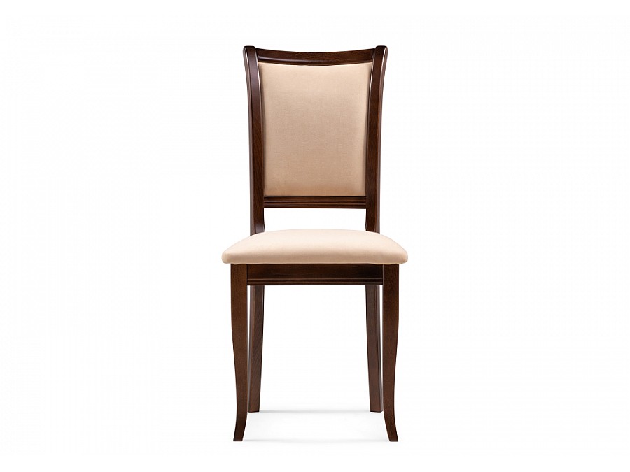 Стул деревянный Корнелл бежевый велюр / орех темный