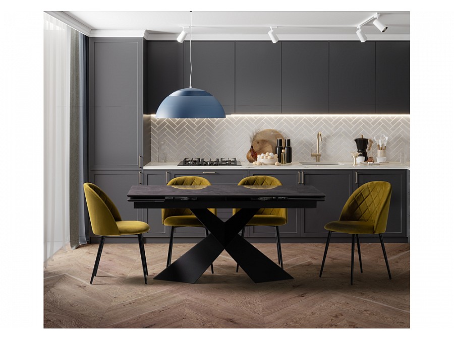 Стул на металлокаркасе Зест микровелюр 12 / черный глянец