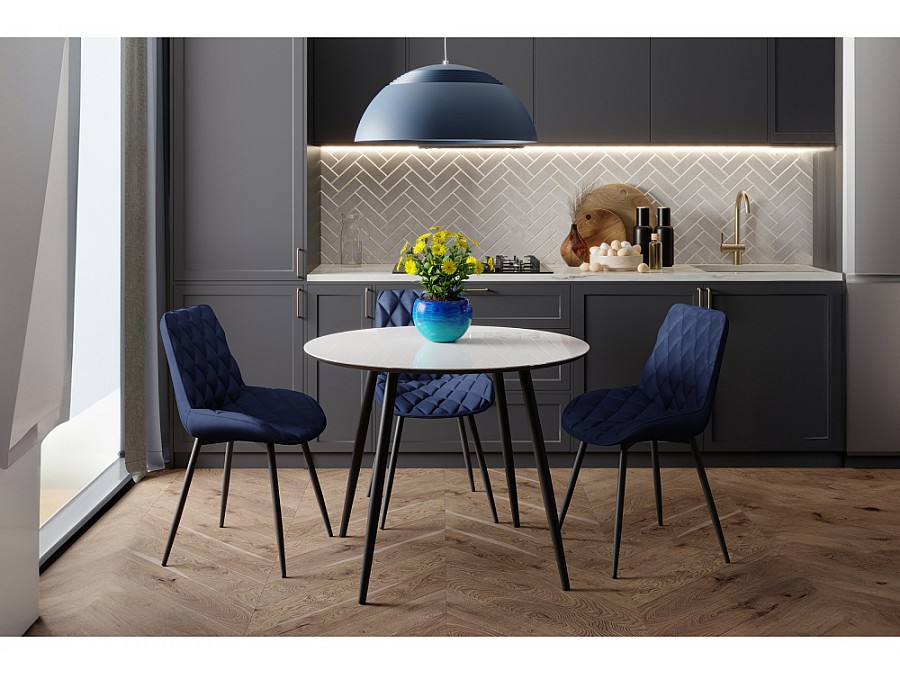 Стул на металлокаркасе Баодин велюр синий / черный