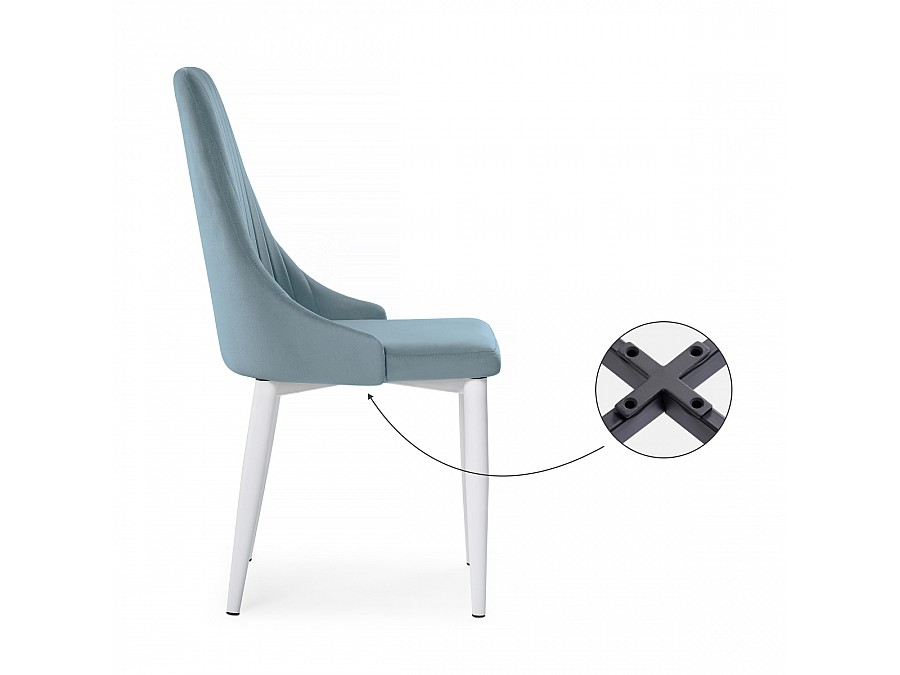 Стул на металлокаркасе Kora light blue / white