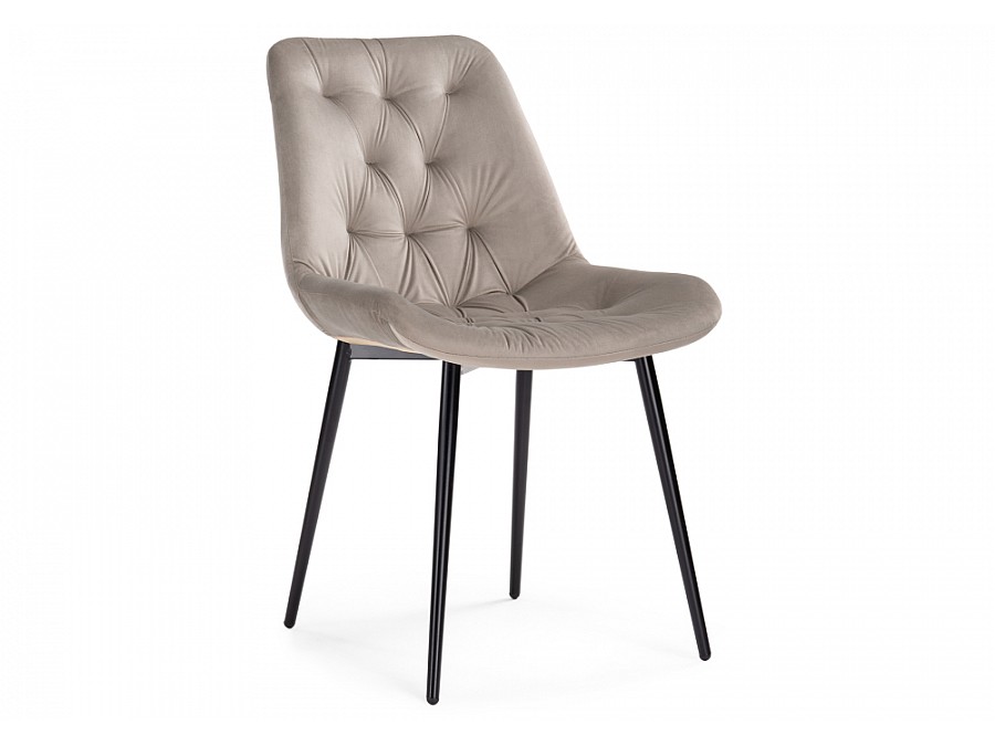 Стул на металлокаркасе Гояр светло-коричневый / черный глянец