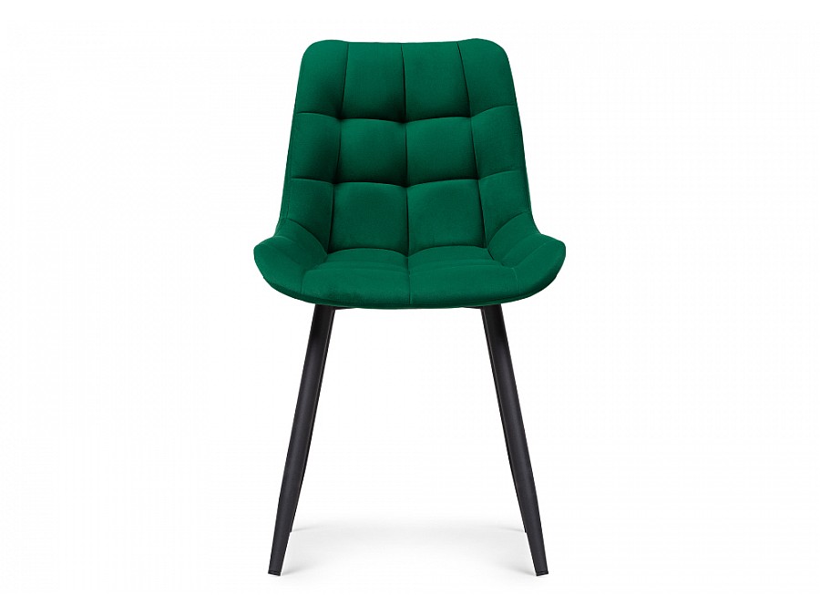 Стул на металлокаркасе Челси велюр зеленый / черный